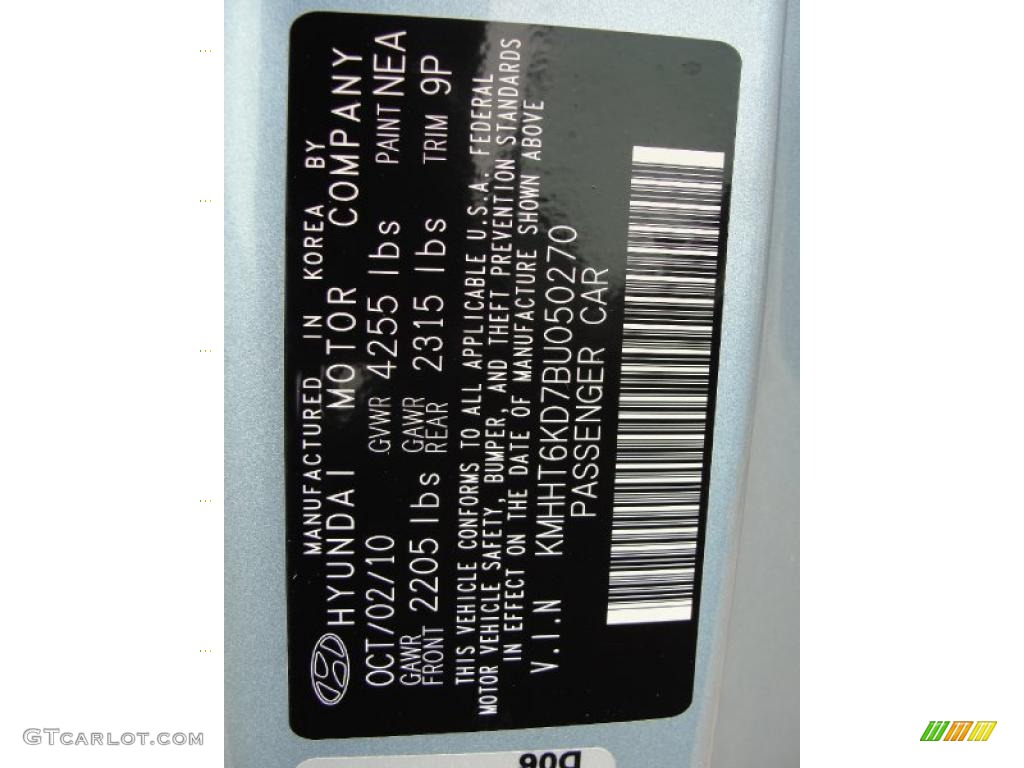 2011 Genesis Coupe Color Code NEA for Acqua Minerale Blue Photo #42431308