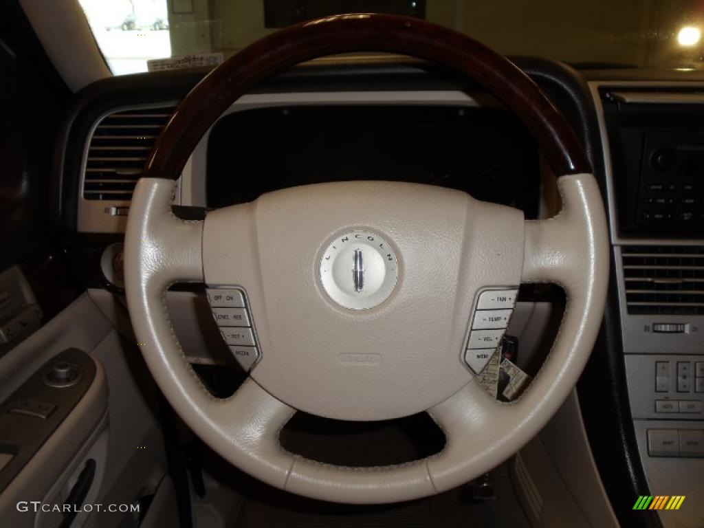 2003 Lincoln Aviator Luxury Light Parchment Steering Wheel Photo #42435456