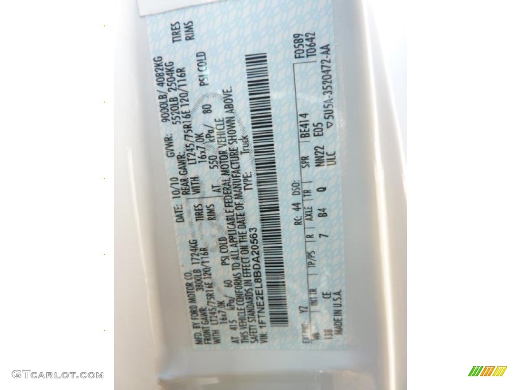 2011 E Series Van Color Code YZ for Oxford White Photo #42444743
