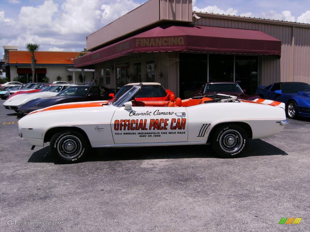 1969 Camaro SS Pace Car Convertible - White/Orange Stripes / Orange Houndstooth photo #1