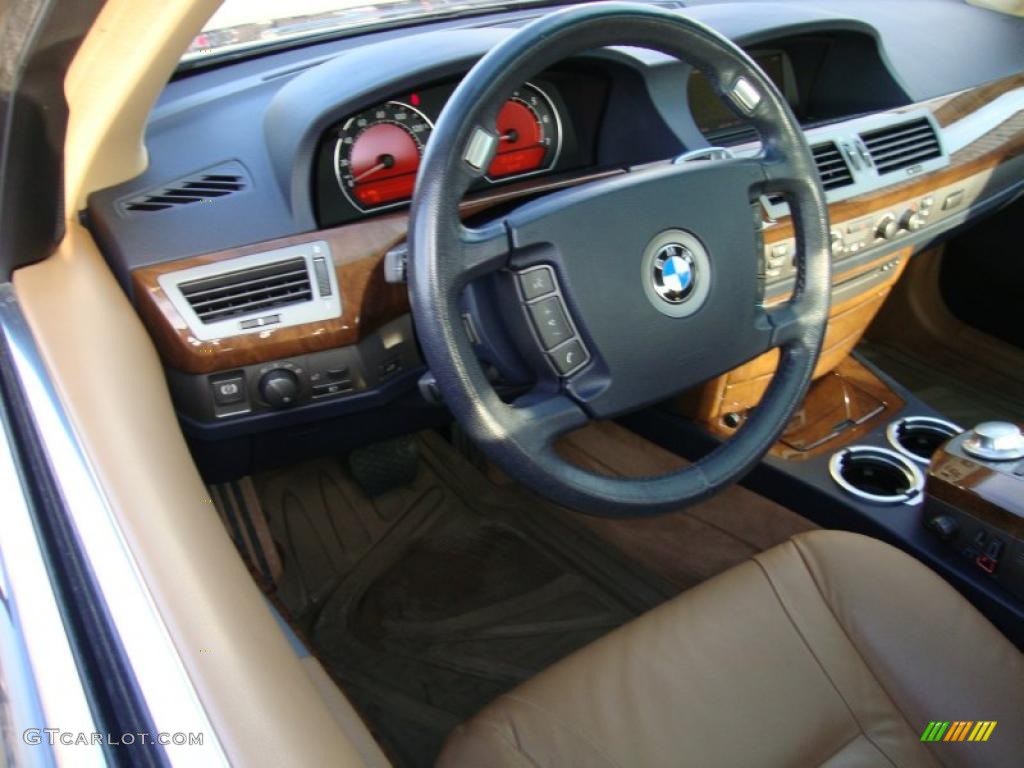 2004 BMW 7 Series 745i Sedan Black/Natural Brown Dashboard Photo #42457191