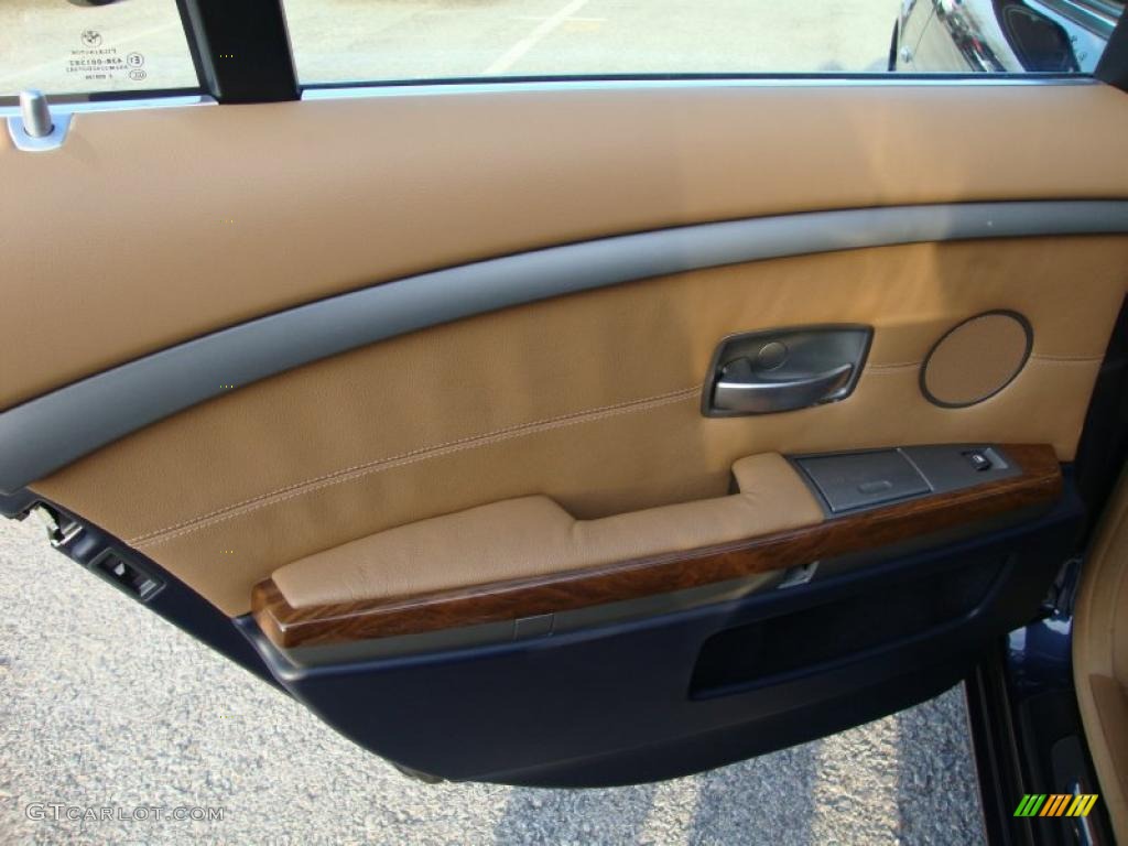 2004 BMW 7 Series 745i Sedan Black/Natural Brown Door Panel Photo #42457439