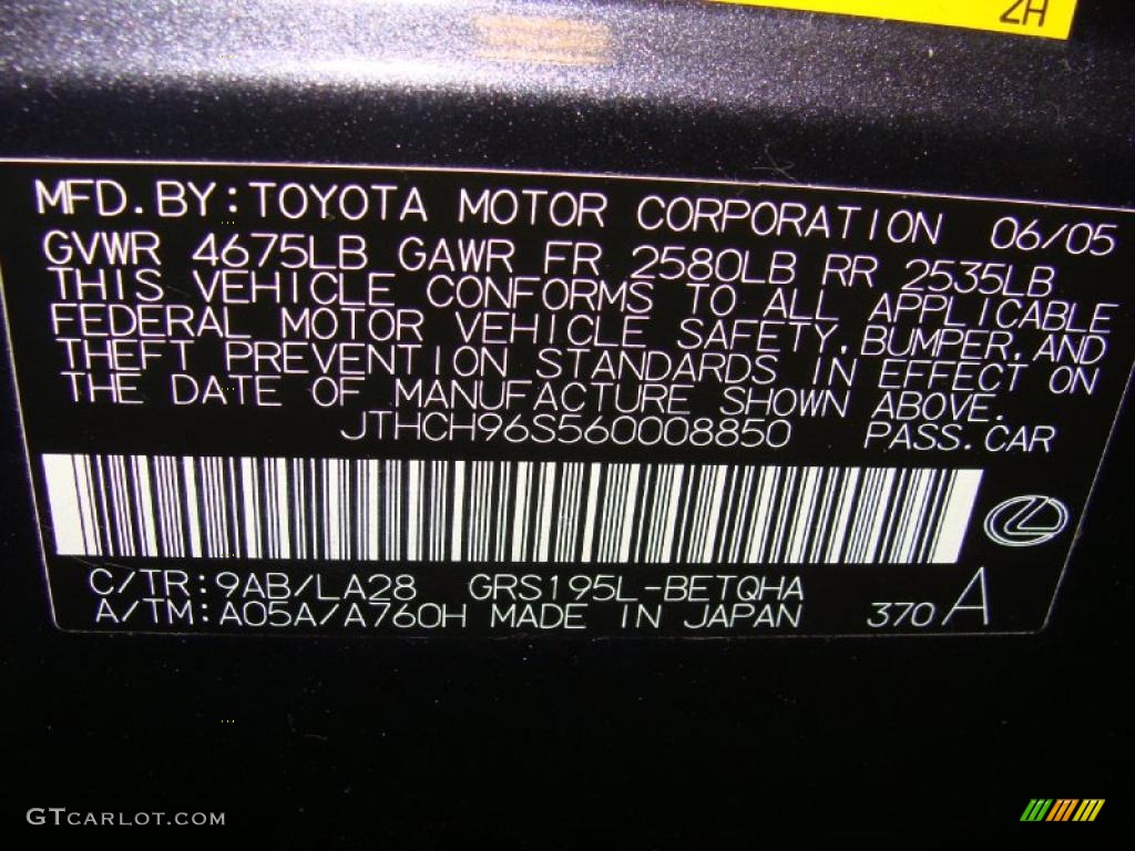 2006 GS Color Code 9AB for Quartz Shadow Metallic Photo #42457911