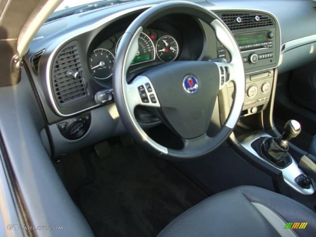 Black/Gray Interior 2007 Saab 9-3 Aero Sport Sedan Photo #42458119