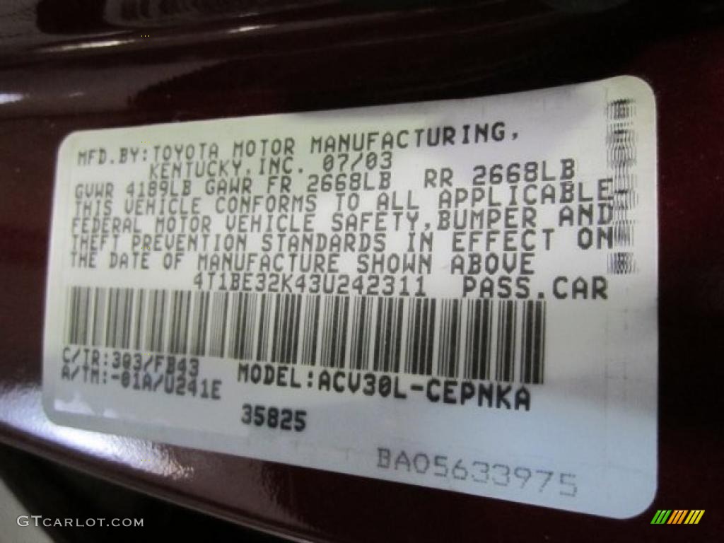 2003 Camry LE - Salsa Red Pearl / Stone photo #8