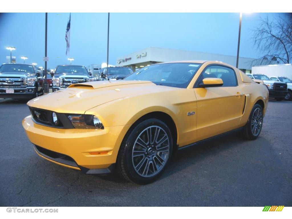 2011 Mustang GT Premium Coupe - Yellow Blaze Metallic Tri-coat / Charcoal Black/Cashmere photo #6