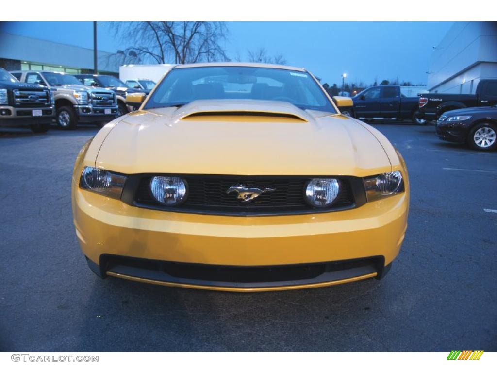 2011 Mustang GT Premium Coupe - Yellow Blaze Metallic Tri-coat / Charcoal Black/Cashmere photo #7