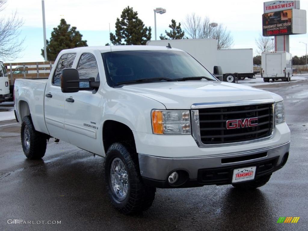 2008 Sierra 2500HD SLE Crew Cab 4x4 - Summit White / Ebony photo #1