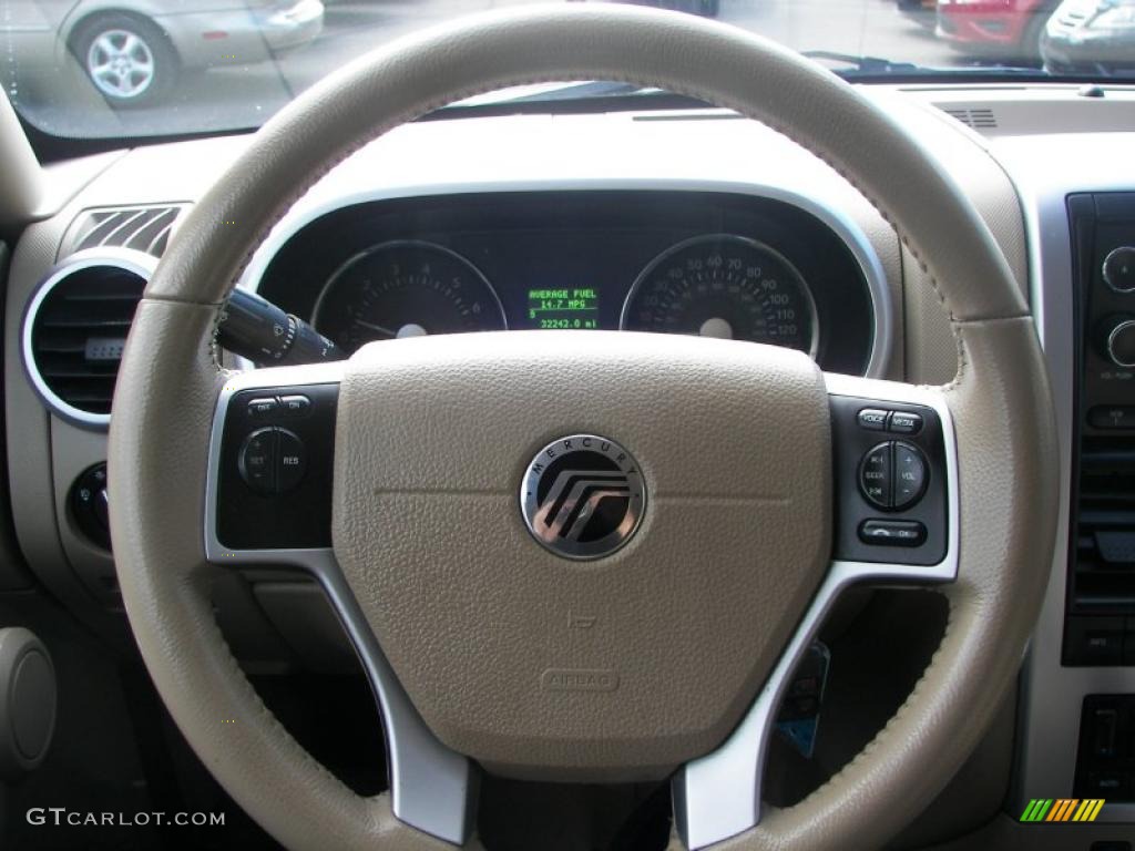 2008 Mercury Mountaineer Premier AWD Camel Steering Wheel Photo #42475252