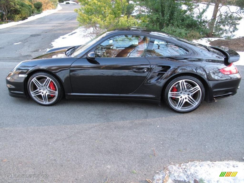 2007 911 Turbo Coupe - Basalt Black Metallic / Black/Terracotta photo #3