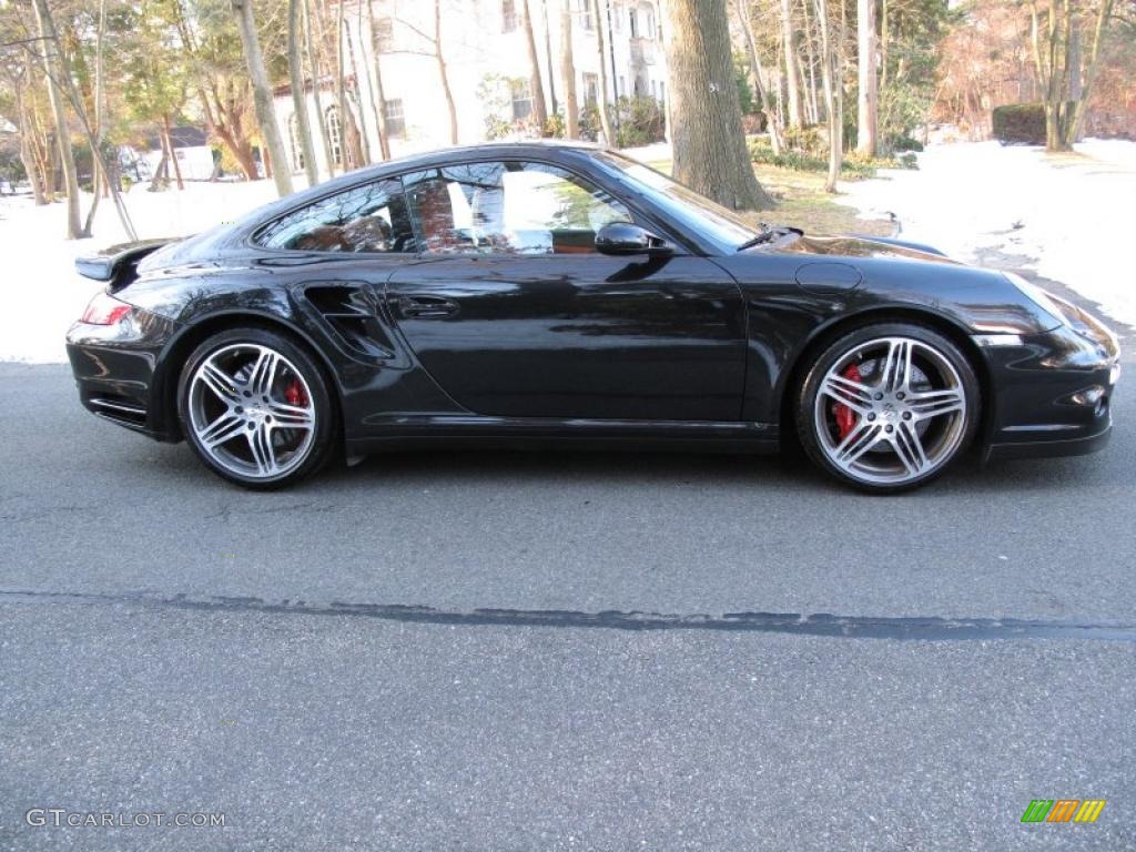 2007 911 Turbo Coupe - Basalt Black Metallic / Black/Terracotta photo #7