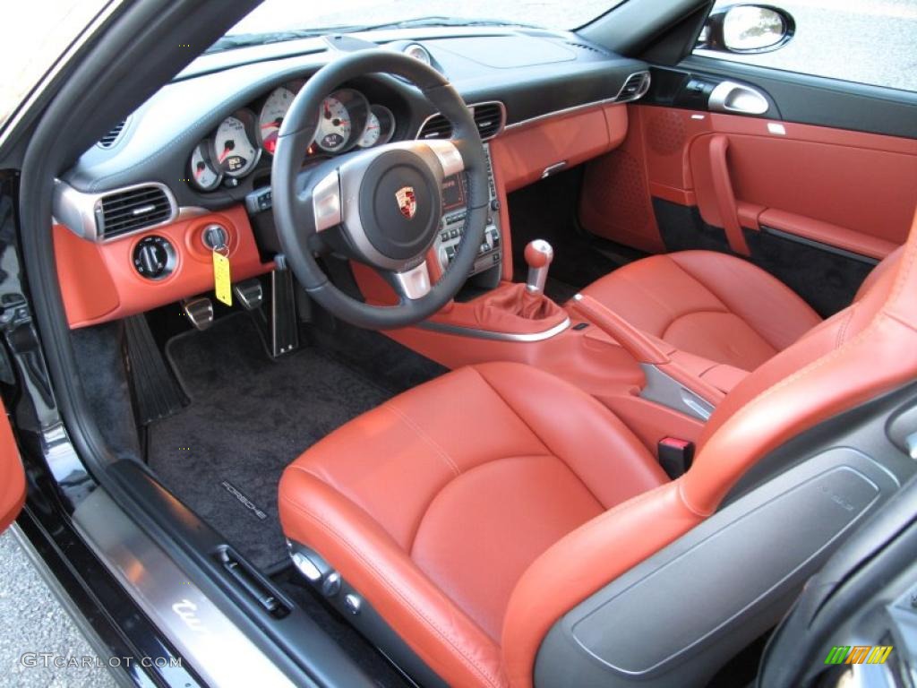 2007 911 Turbo Coupe - Basalt Black Metallic / Black/Terracotta photo #10