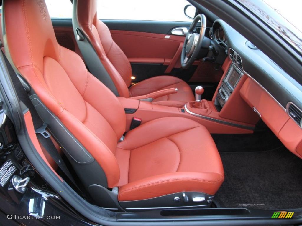 2007 911 Turbo Coupe - Basalt Black Metallic / Black/Terracotta photo #16