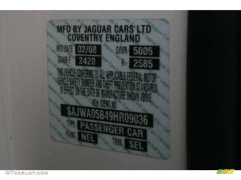 2009 XF Color Code NEL for Porcelain White Photo #42481588