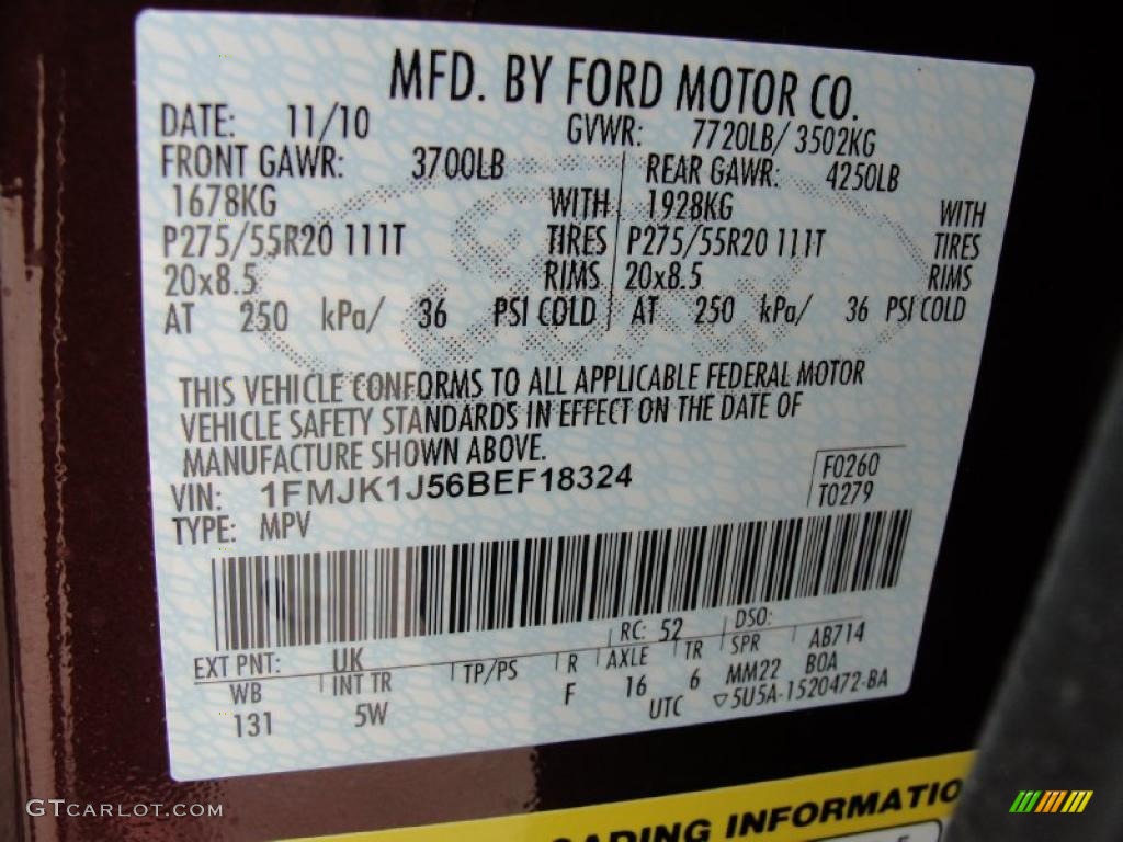2011 Expedition Color Code UK for Royal Red Metallic Photo #42493134