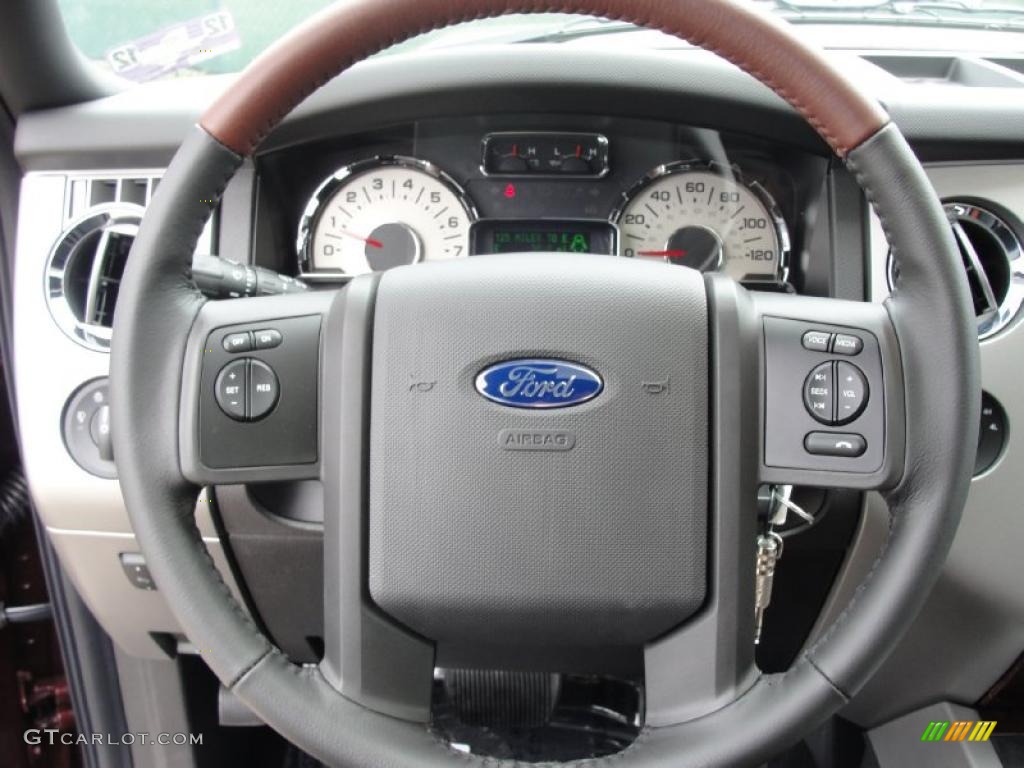 2011 Ford Expedition EL King Ranch 4x4 Chaparral Leather Steering Wheel Photo #42493822