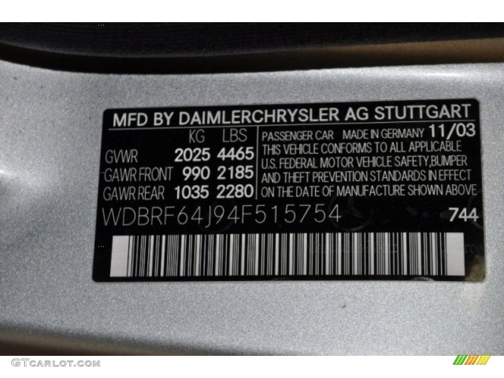 2004 Mercedes-Benz C 320 Sedan Color Code Photos