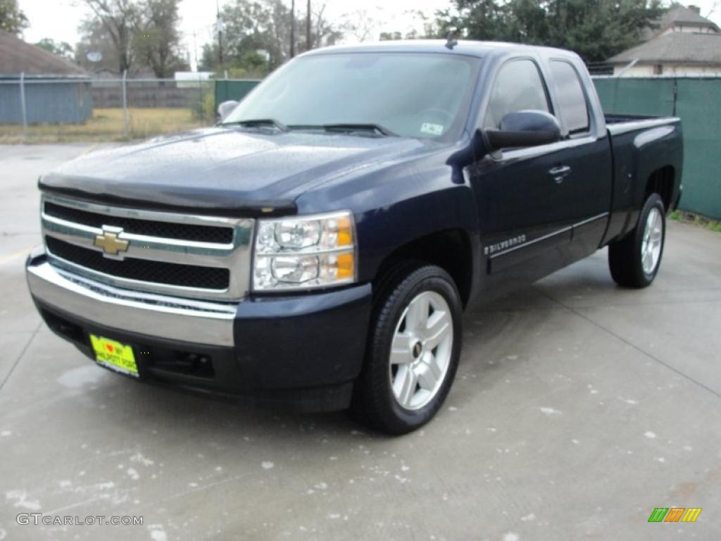 2008 Silverado 1500 LT Extended Cab - Dark Blue Metallic / Ebony photo #7