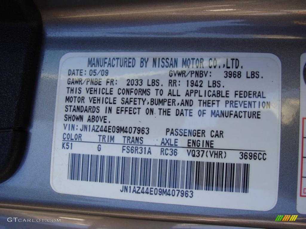 2009 370Z Color Code K51 for Platinum Graphite Photo #42510977