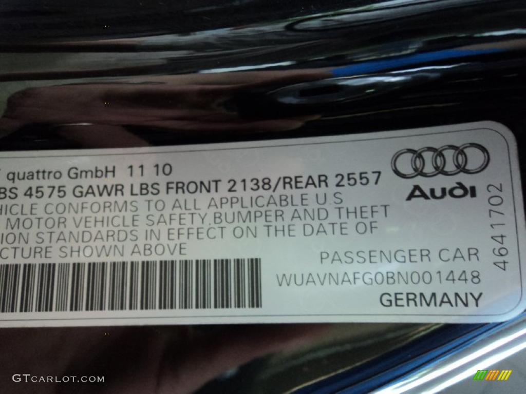 2011 Audi R8 Spyder 5.2 FSI quattro Info Tag Photo #42511527
