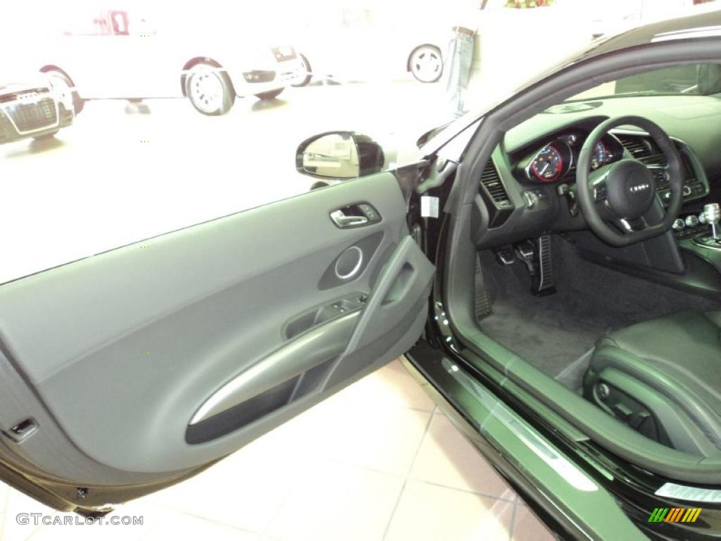2011 Audi R8 5.2 FSI quattro Black Fine Nappa Leather Door Panel Photo #42512559