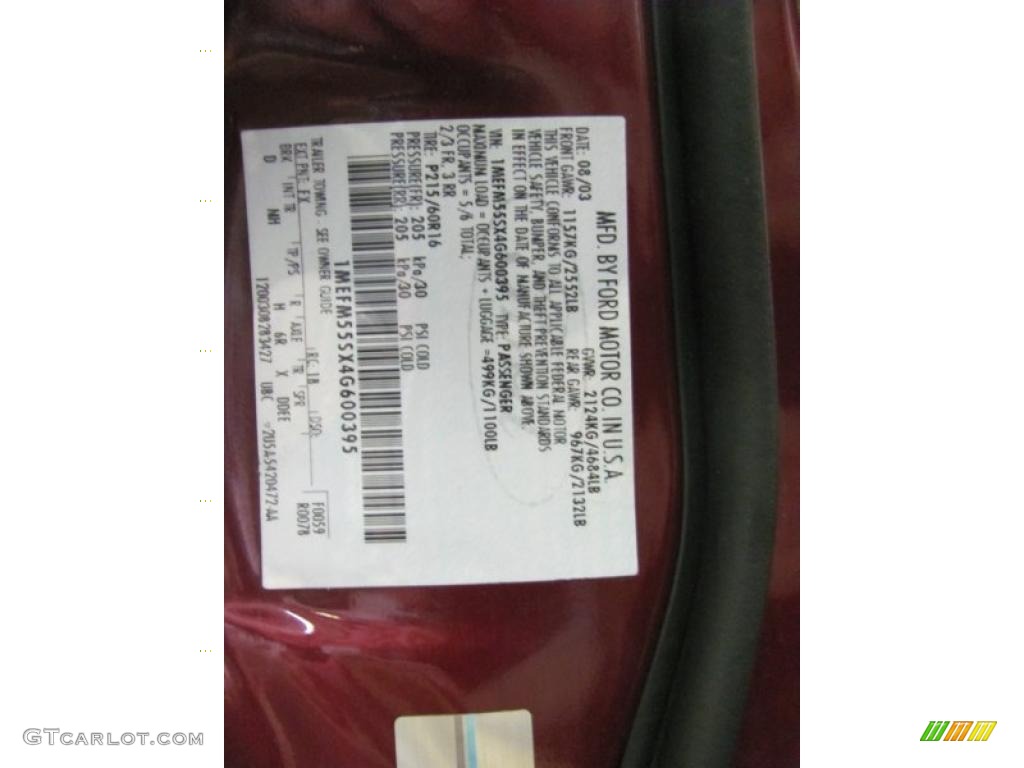 2004 Sable Color Code FX for Merlot Red Metallic Photo #42513695