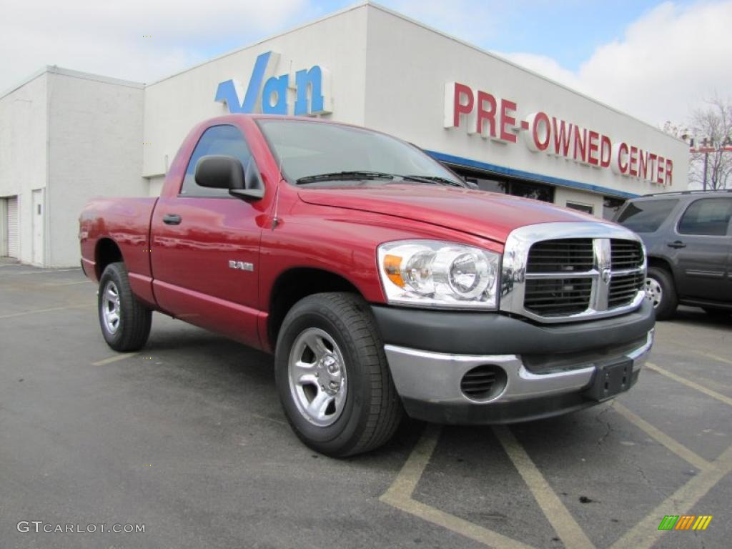 2008 Ram 1500 SXT Regular Cab - Inferno Red Crystal Pearl / Medium Slate Gray photo #1