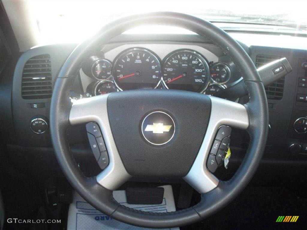 2009 Chevrolet Silverado 2500HD LT Extended Cab 4x4 Ebony Steering Wheel Photo #42515348