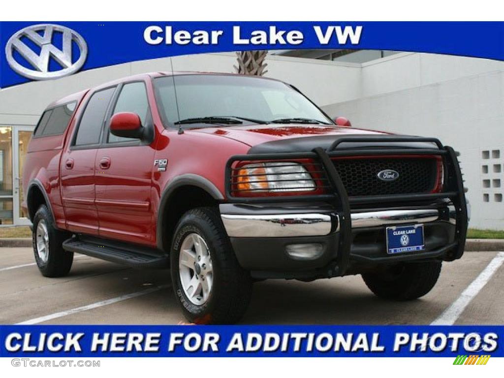 2002 F150 XLT SuperCrew 4x4 - Toreador Red Metallic / Medium Graphite photo #1