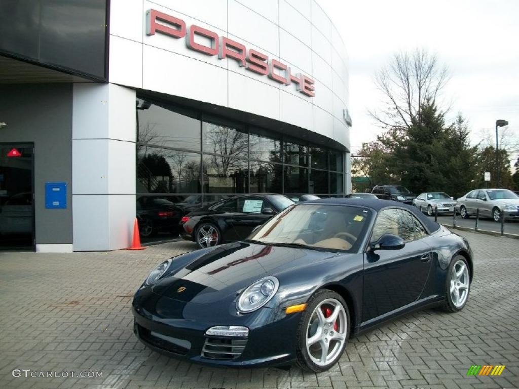 2011 911 Carrera 4S Cabriolet - Dark Blue Metallic / Sand Beige photo #1