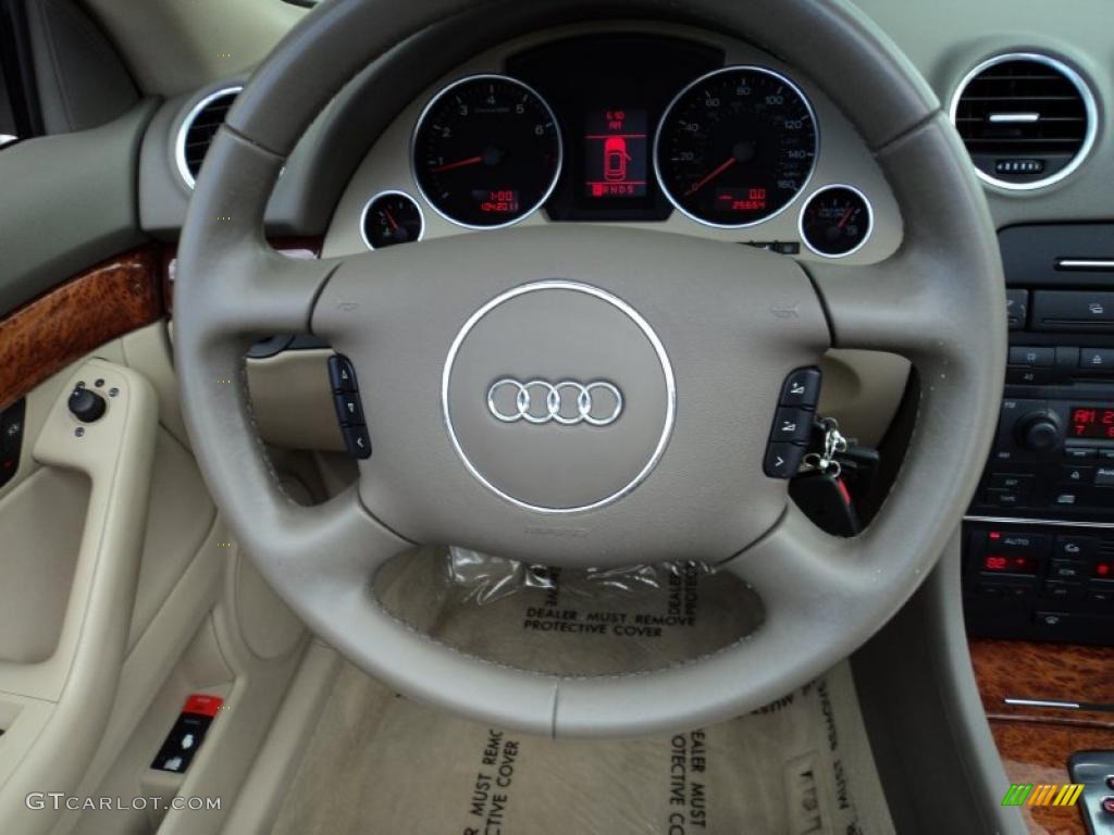 2005 Audi A4 3.0 Cabriolet Beige Steering Wheel Photo #42526509