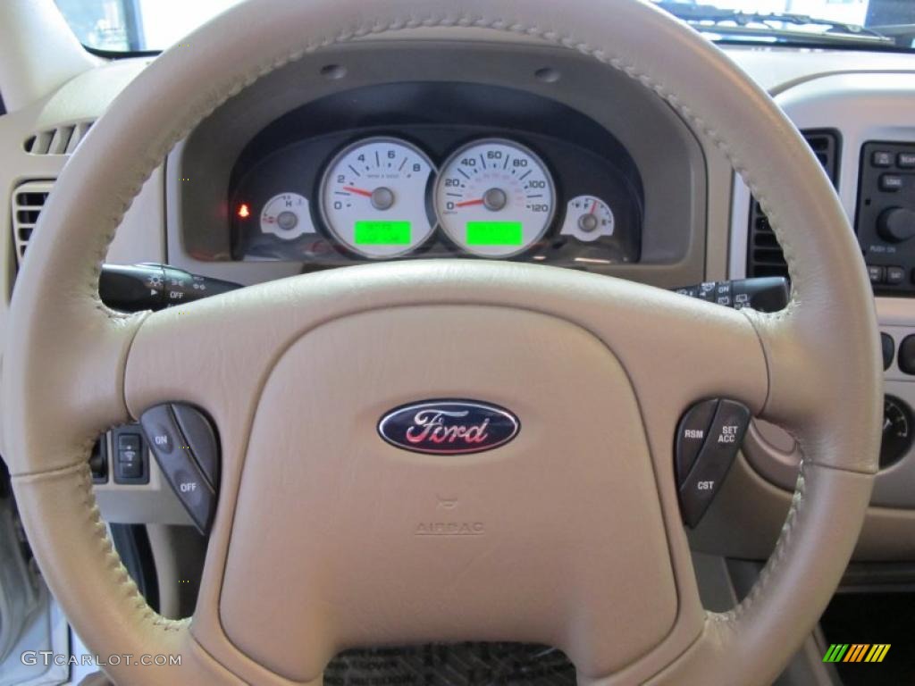 2005 Ford Escape Limited Medium/Dark Pebble Beige Steering Wheel Photo #42528209
