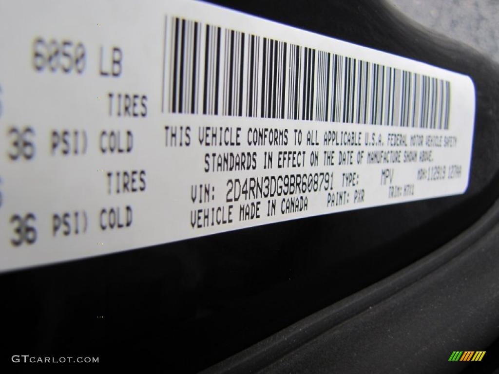 2011 Grand Caravan Color Code PXR for Brilliant Black Crystal Pearl Photo #42535357