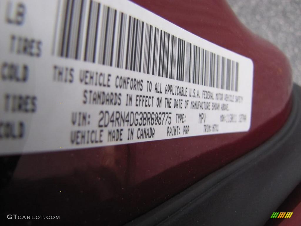 2011 Dodge Grand Caravan Express Color Code Photos