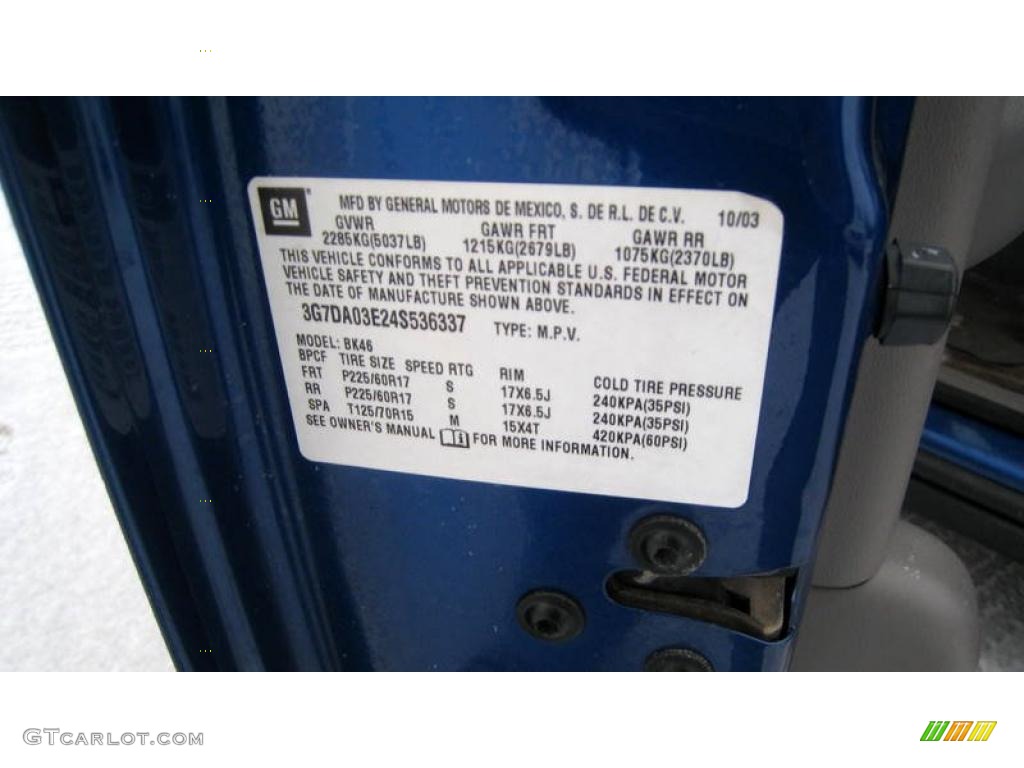 2004 Aztek  - Electric Blue Metallic / Dark Gray photo #6