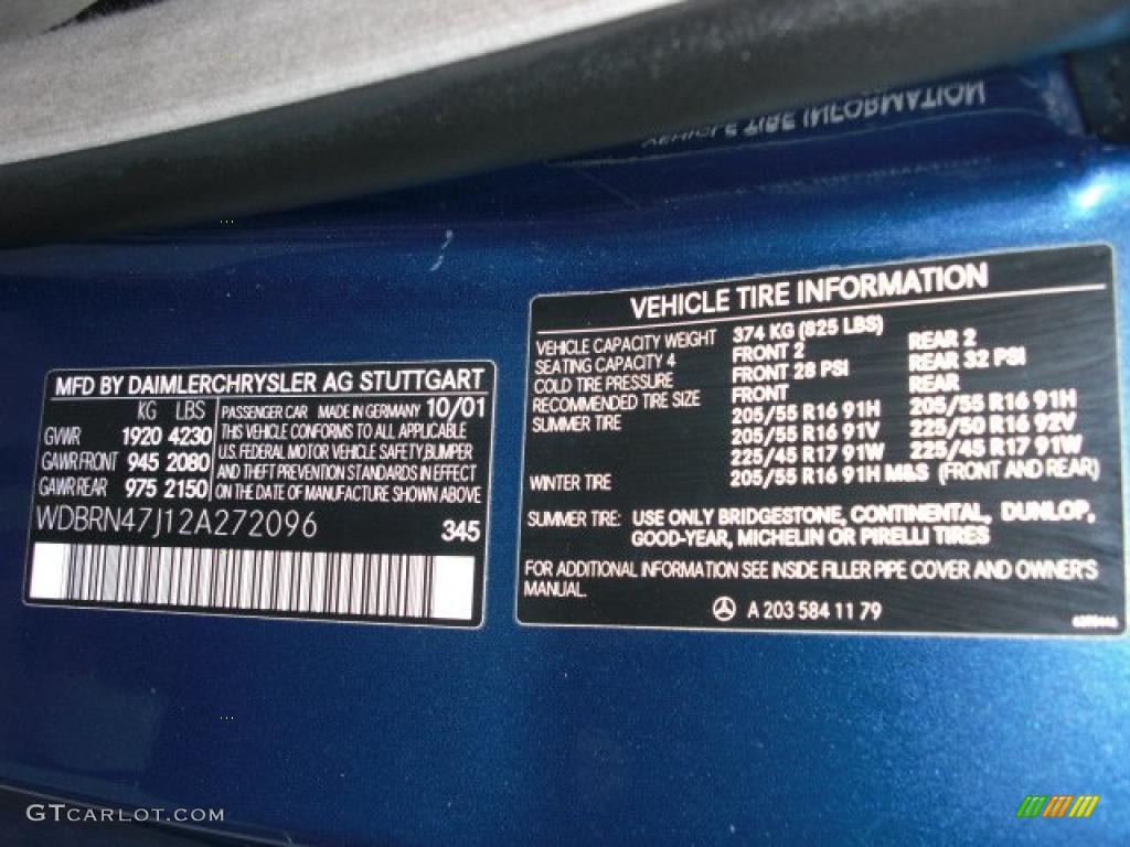 2002 C Color Code 345 for Orion Blue Metallic Photo #42543993