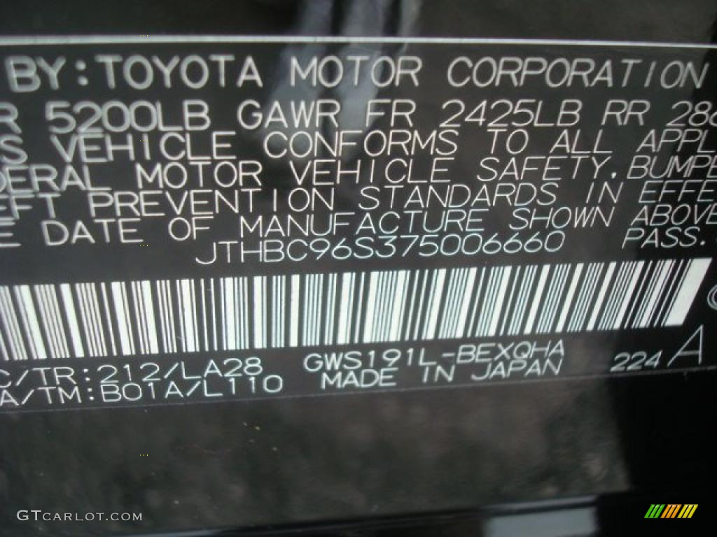 2007 GS Color Code 212 for Obsidian Black Photo #42546293