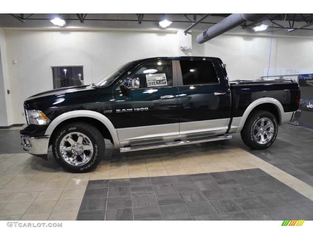 2011 Ram 1500 Laramie Crew Cab - Hunter Green Pearl / Light Pebble Beige/Bark Brown photo #1