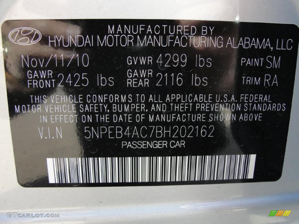 2011 Sonata GLS - Radiant Silver / Gray photo #34