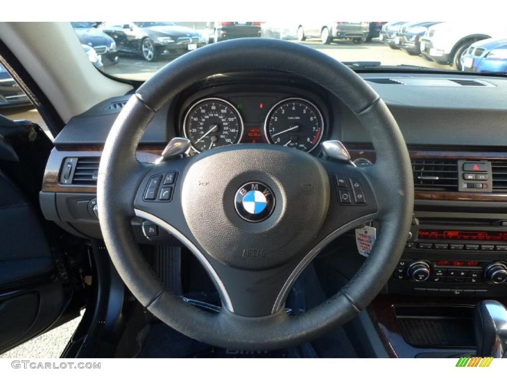 2010 BMW 3 Series 328i xDrive Coupe Black Steering Wheel Photo #42567405