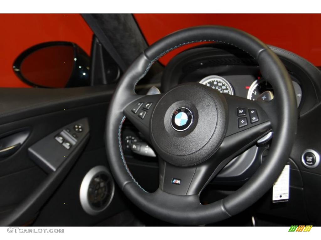 2009 BMW M6 Coupe Black Merino Leather Steering Wheel Photo #42569278