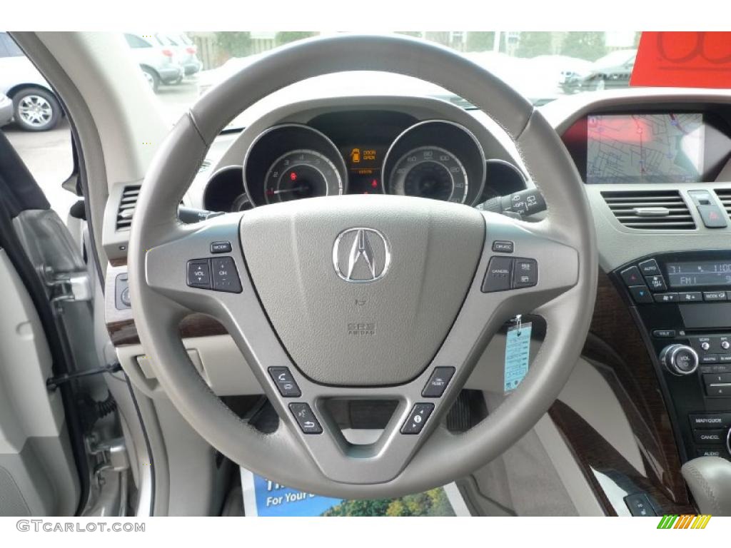 2010 Acura MDX Technology Taupe Gray Steering Wheel Photo #42573450