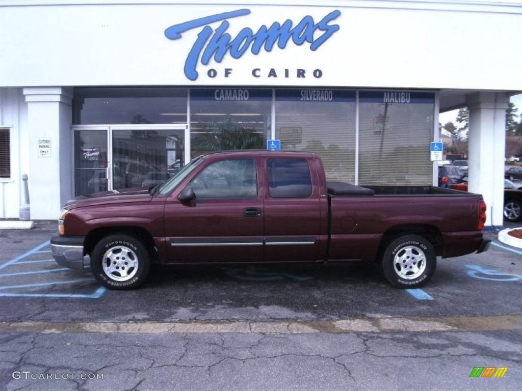 2003 Silverado 1500 LS Extended Cab - Dark Carmine Red Metallic / Dark Charcoal photo #1