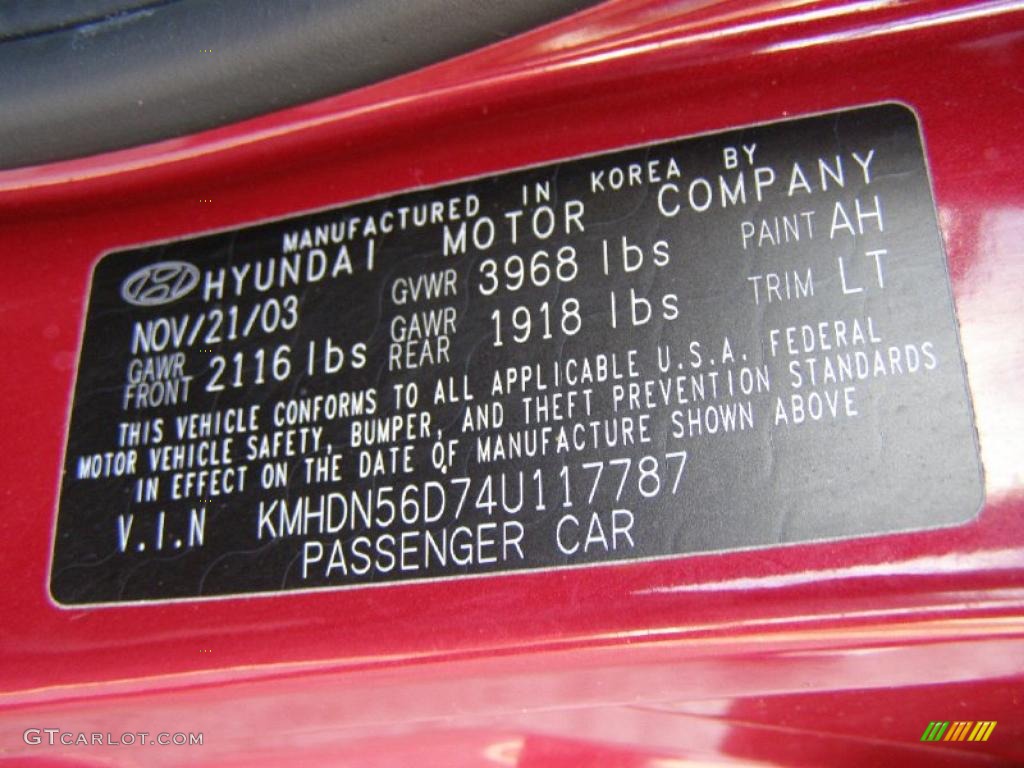 2004 Elantra GT Hatchback - Crimson Dark Red / Dark Gray photo #12
