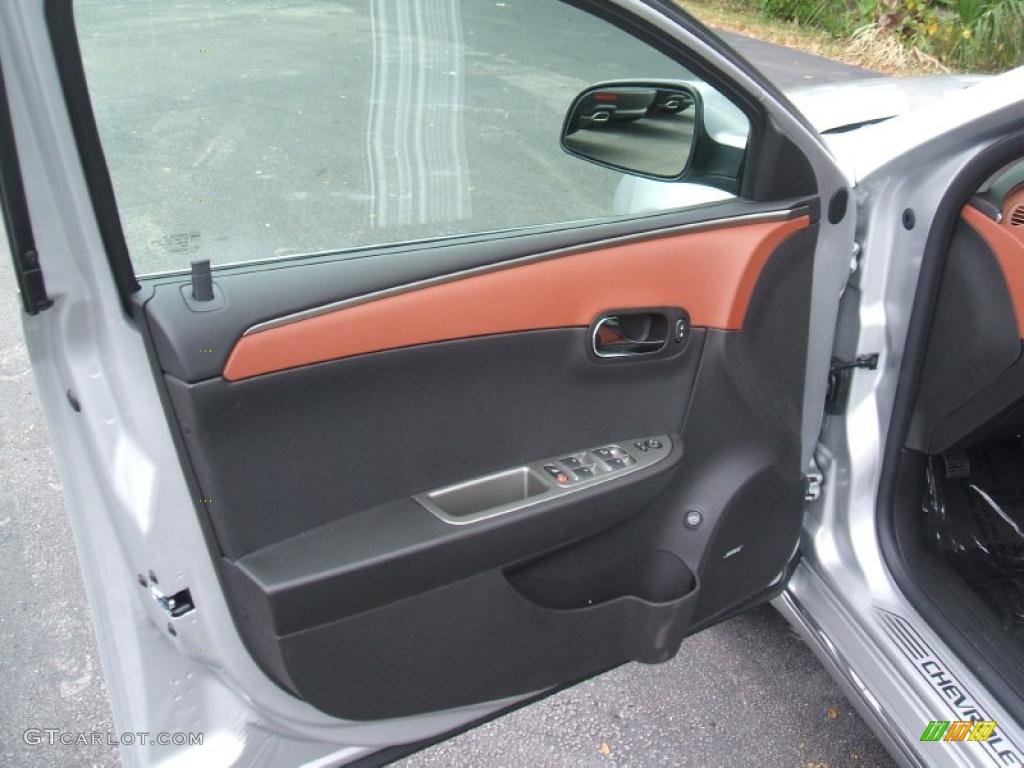 2011 Chevrolet Malibu LTZ Ebony/Brick Door Panel Photo #42584470