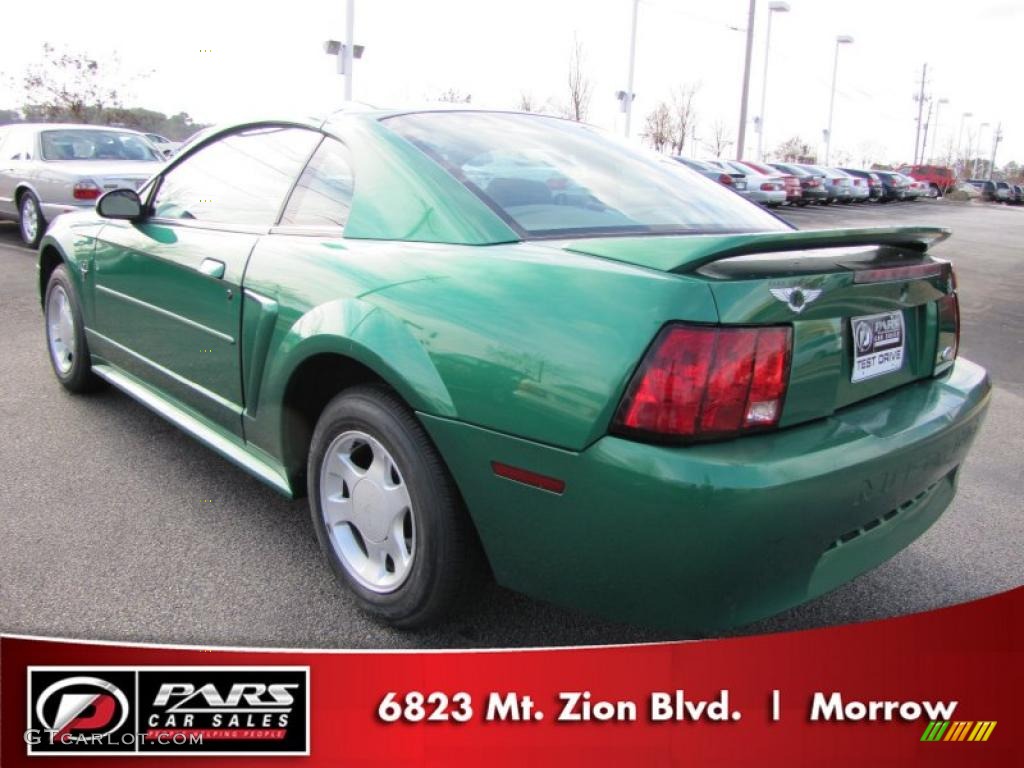 2000 Mustang V6 Coupe - Electric Green Metallic / Medium Parchment photo #2