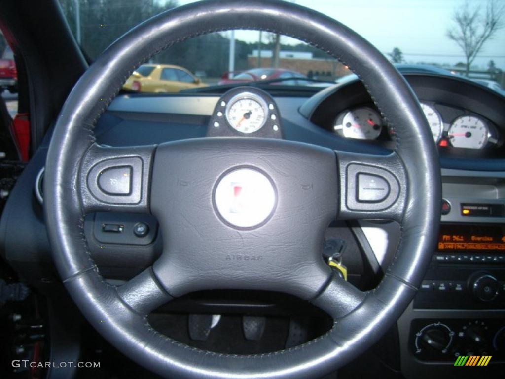 2007 Saturn ION Red Line Quad Coupe Black Steering Wheel Photo #42589018