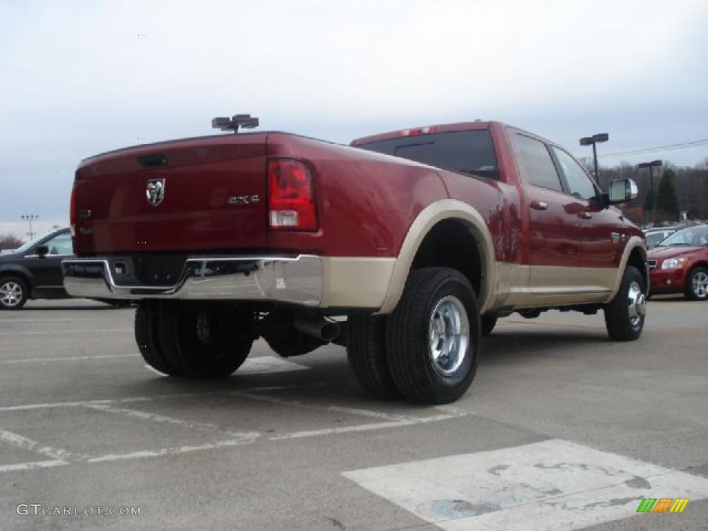 Deep Cherry Red Crystal Pearl 2011 Dodge Ram 3500 HD Laramie Crew Cab 4x4 Dually Exterior Photo #42593656