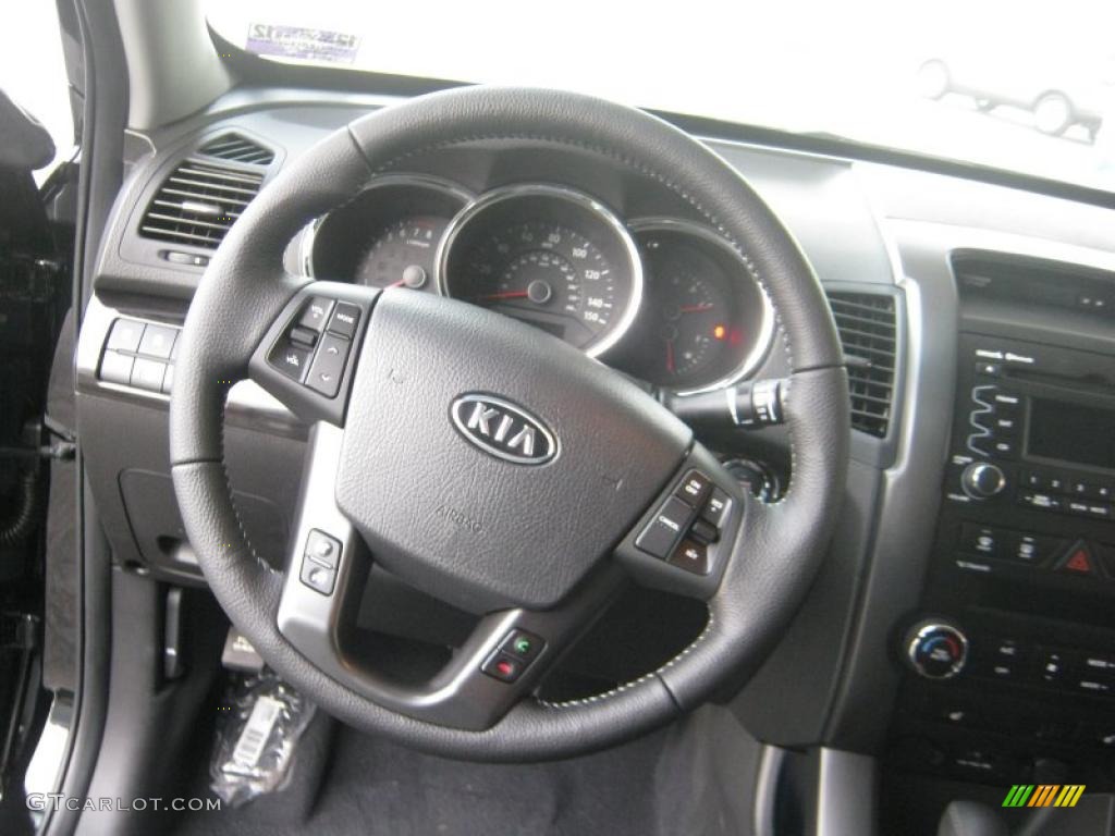2011 Kia Sorento EX V6 Black Steering Wheel Photo #42616316