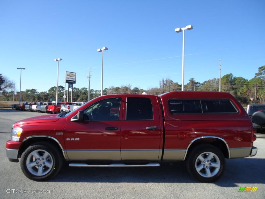 2008 Ram 1500 Big Horn Edition Quad Cab - Inferno Red Crystal Pearl / Khaki photo #2